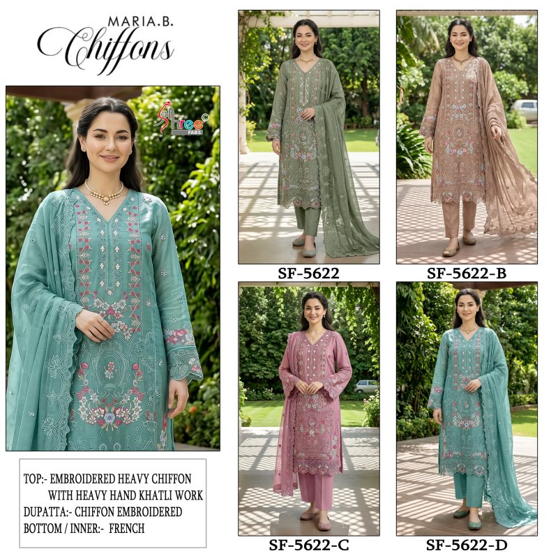 Sf 5622 A To D By Shree Chiffon Pakistani Salwar Suits